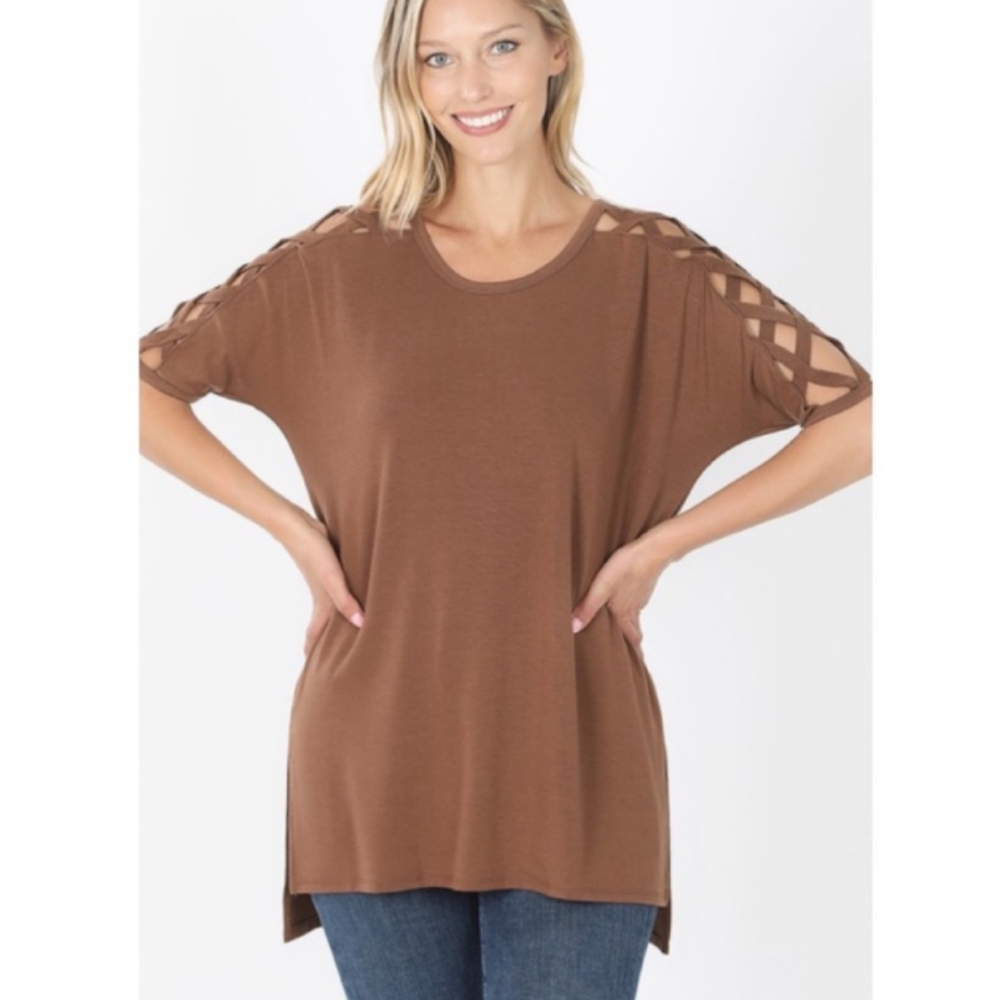 Zenana Premium Criss-Cross Sleeve Top